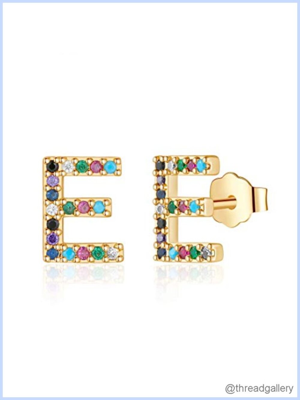 14K Gold Plated Initial A Stud Earrings with 925 Sterling Silver Post